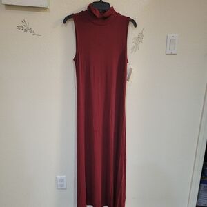 A New Day Highneck Sleeveless Burgundy Maxi Dress Size M